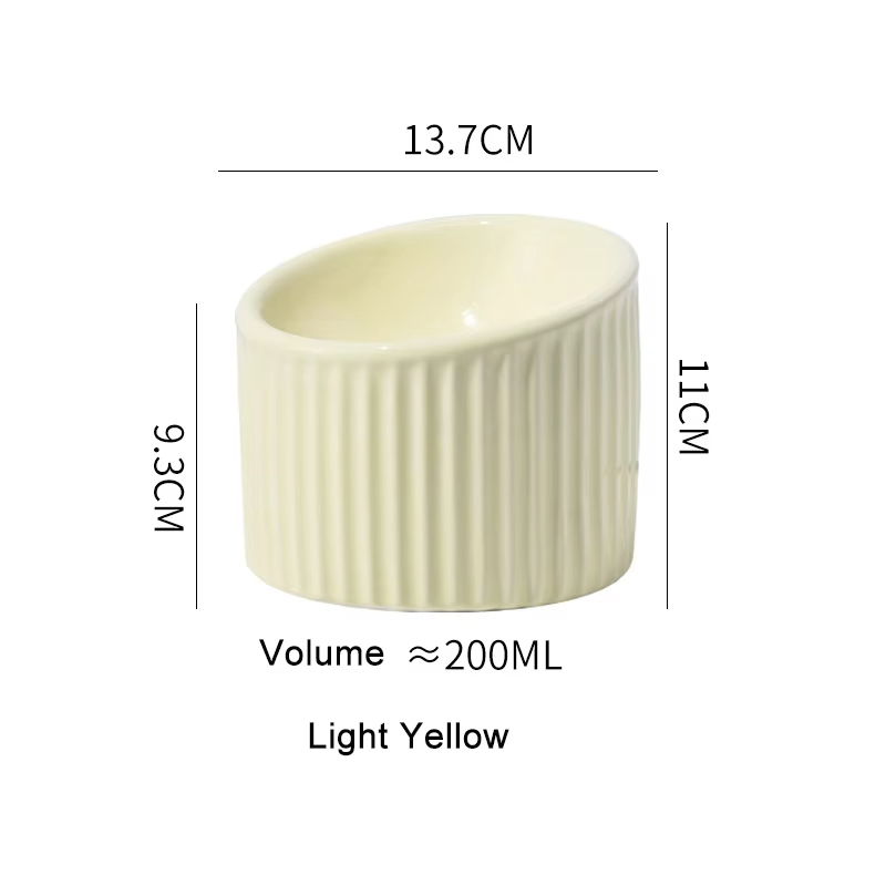 Beveled Pet Polished Smooth Ceramic Raised Cat Dog Feeding Bowl