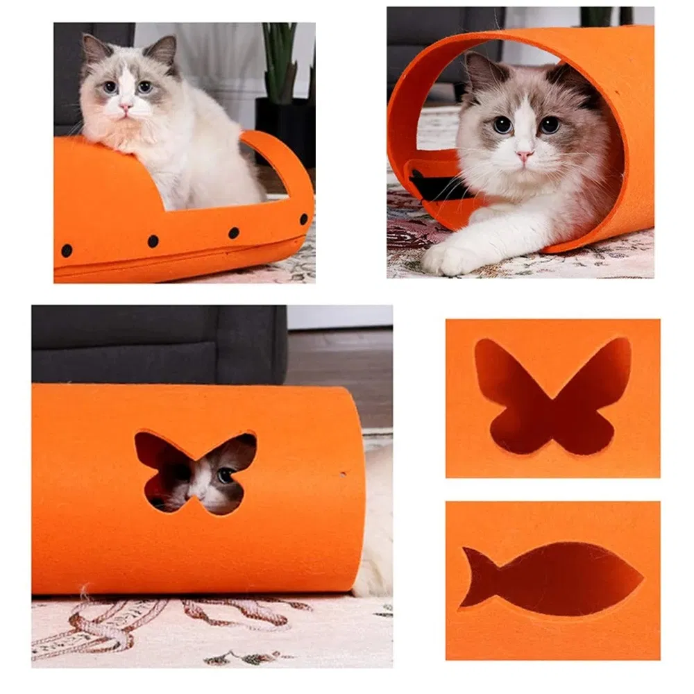 DIY Cat Tunnel Felt Cloth Cat Tube Maze Foldable Kitten Mat Rabbit Toy Combination Mini Cat House Pet Accessories