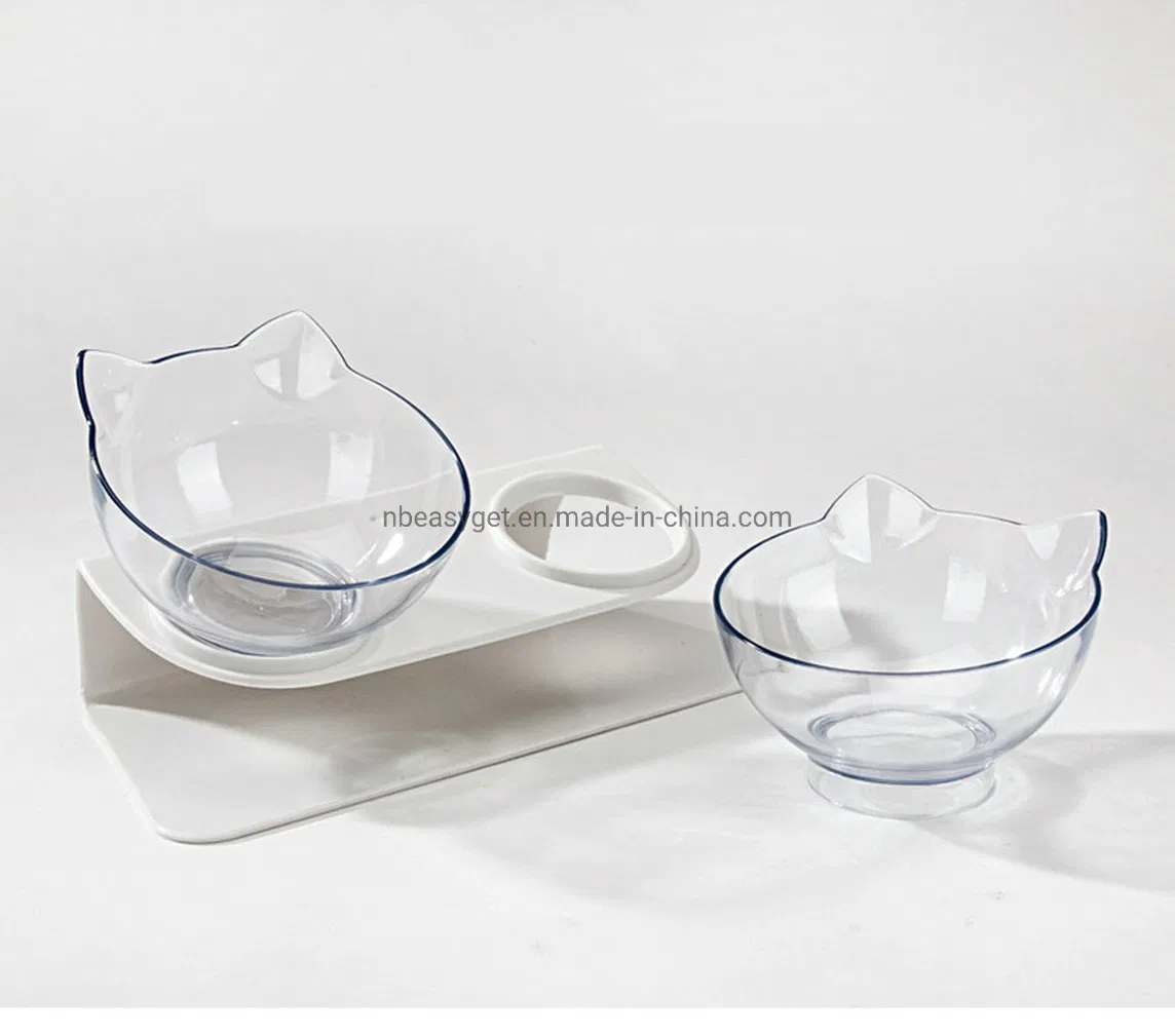 Double Pet Bowl Transparent Feeding Bowl Cats Small Dogs Set Two Esg12369