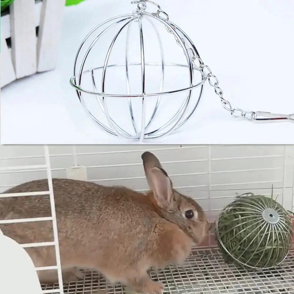 Rabbit Grass Ball Stainless Steel Rat Hamster Hanging Rack Food Dispenser Bunny Feeder Feed Trough Hay Pet Toy Supplies