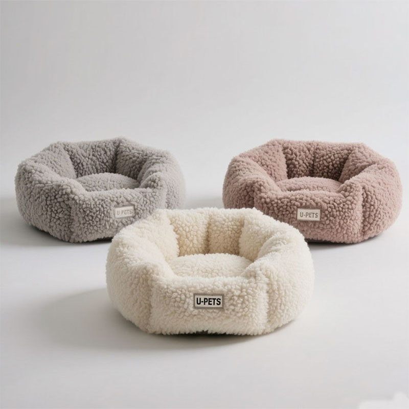Factory Price Sherpa Fleece Calming Pet Bed for Indoor Cats and Dogs