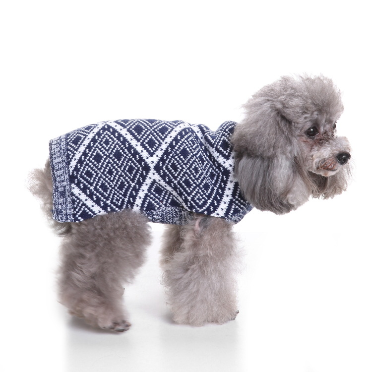 Dog Sweater Dog Clothes Pullover Knitted Pet Apparel Grid Pattern