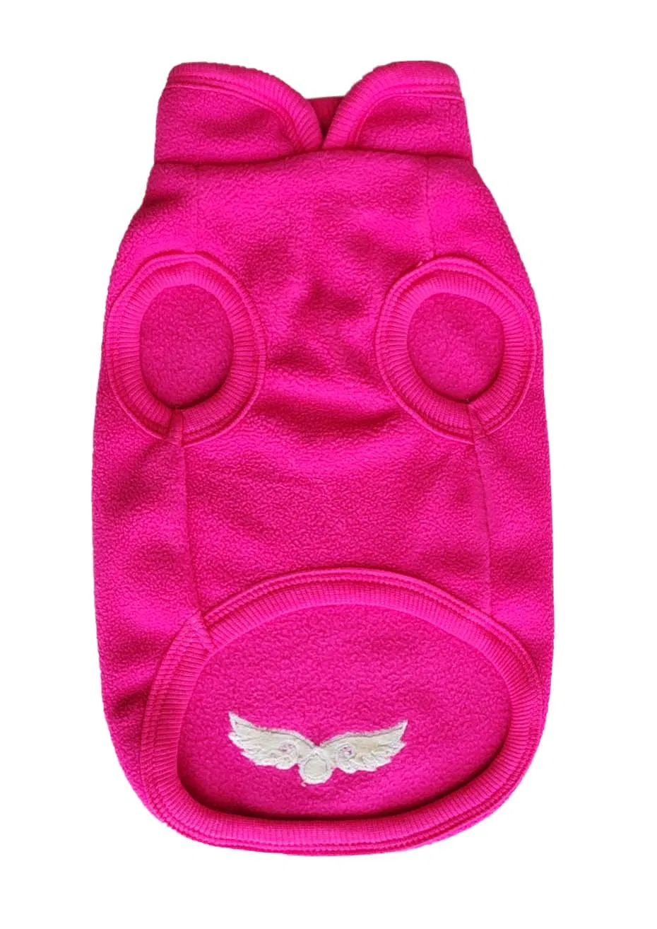Durable Pink Polar Fleece Dog Pet Embroidery Vest Clothes Apparel