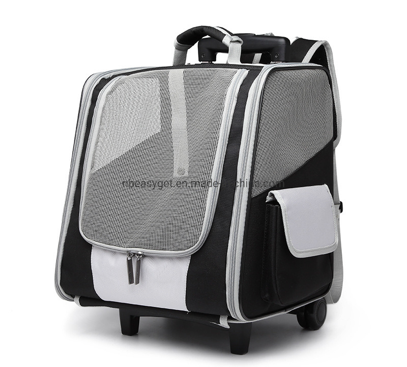 Pet Rolling Carrier with Backpack Strap Small Dogs and Cats Fully Ventilated Mesh Airline Approved Designed for Travel, Hiking, Walking &amp; Outdoor Use Esg12505