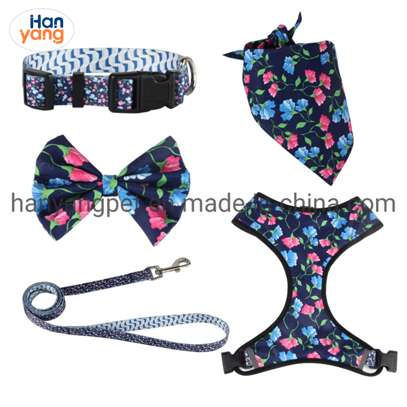 Hanyang Custom Reversible Dog Harness Walking Halter Set Pet Collar Leash