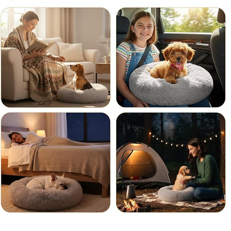 Fluffy Calming Donut Pet Bed for Dogs &amp; Cats, Washable Wholesale