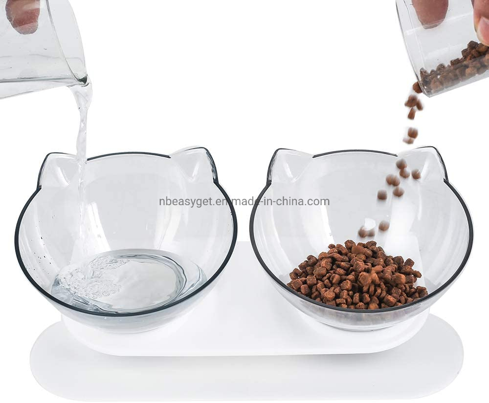 Double Pet Bowl Transparent Feeding Bowl Cats Small Dogs Set Two Esg12369