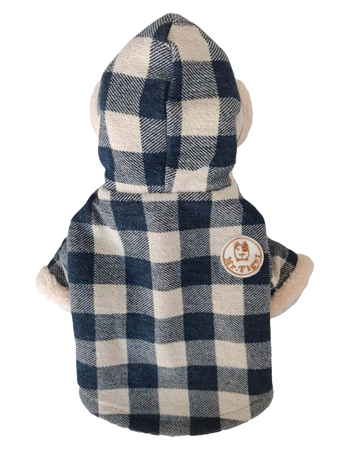 High-Quality Checked Fur-Lining Winter Dog Hoodies Coat Clothes Pet Apparel