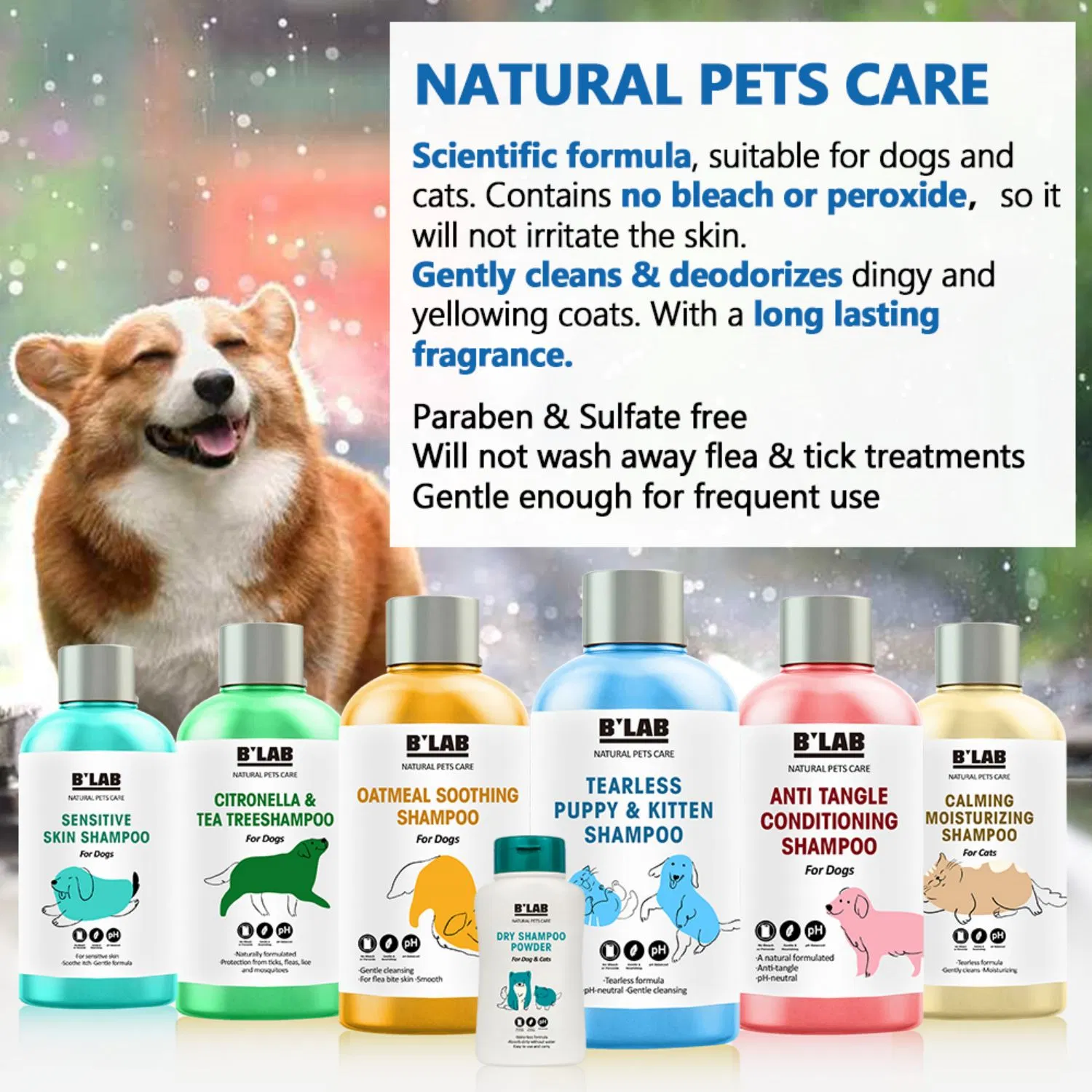 Private Label Pet Shampoo Calming Moisturizing Dog Shampoo