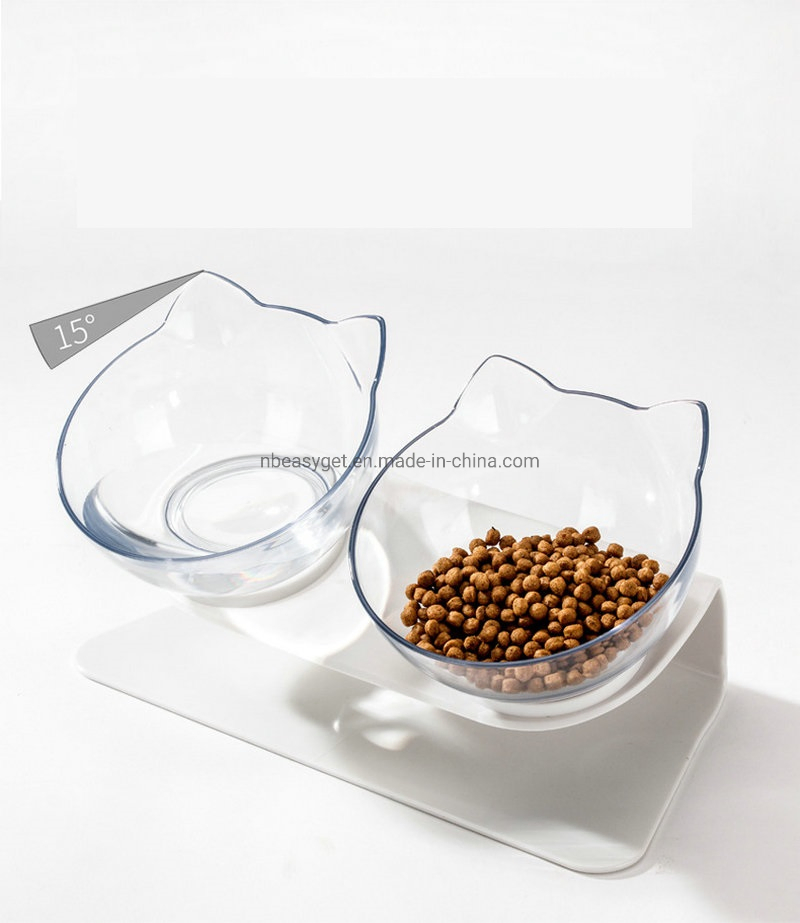 Double Pet Bowl Transparent Feeding Bowl Cats Small Dogs Set Two Esg12369