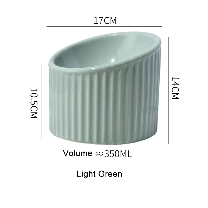 Beveled Pet Polished Smooth Ceramic Raised Cat Dog Feeding Bowl