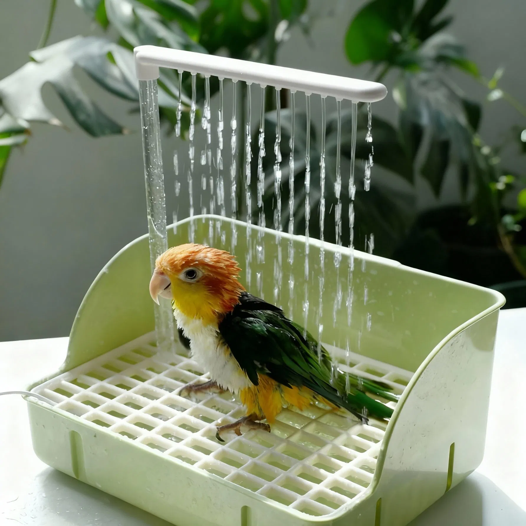 Automatic Water Circulation Parrot Shower Bath Large Self-Cleaning Bird Bathing Pool with Pump System Pet Bird Grooming Supplies