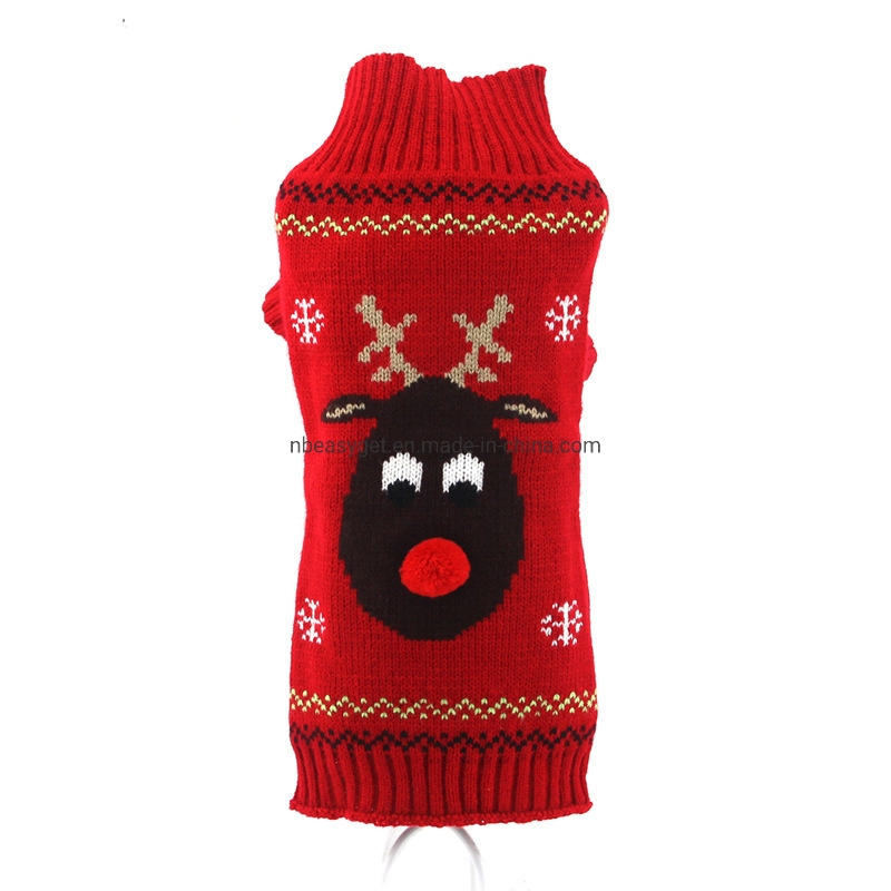 Pet Christmas Sweater Dog Cat Christmas Reindeer Snowflakes Turtleneck Knit Sweater Winter Soft Warm Stretch Pullover Jumper Christmas Clothes Apparel Esg12469