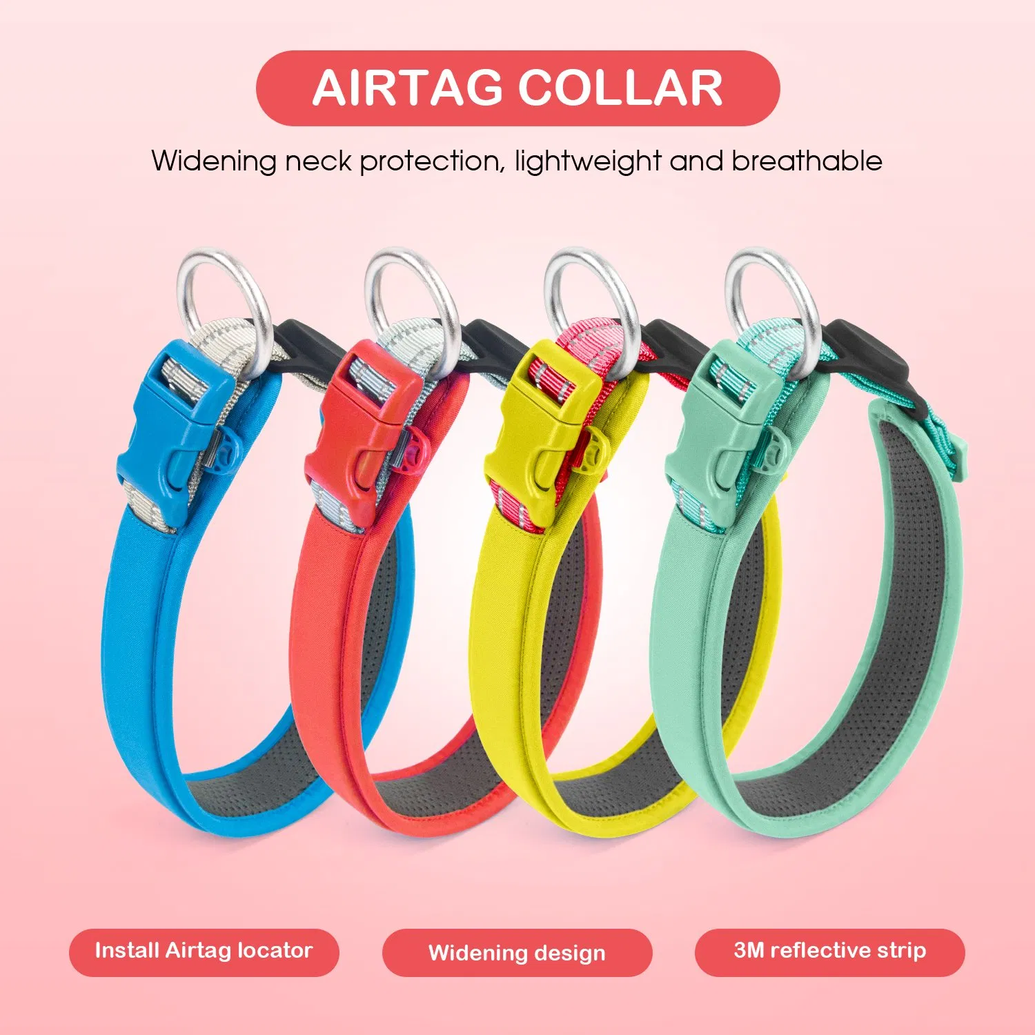 Hot Sell New Design Durable Dog Collars Custom Dog Calming Collar with Quick Release Buckle for Pet Dogs Outdoors
