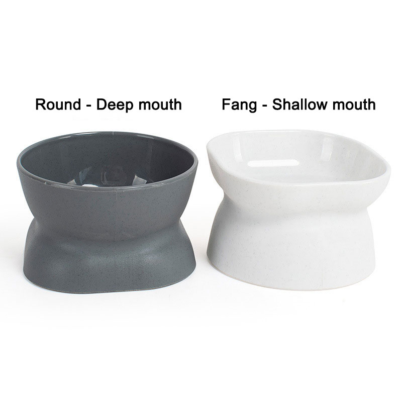 Pet Bowl Plastic High Foot Diagonal Bowl Cat Dog Neck Guard Against Upset Feeding Bowl Cat Drink Water Bowl