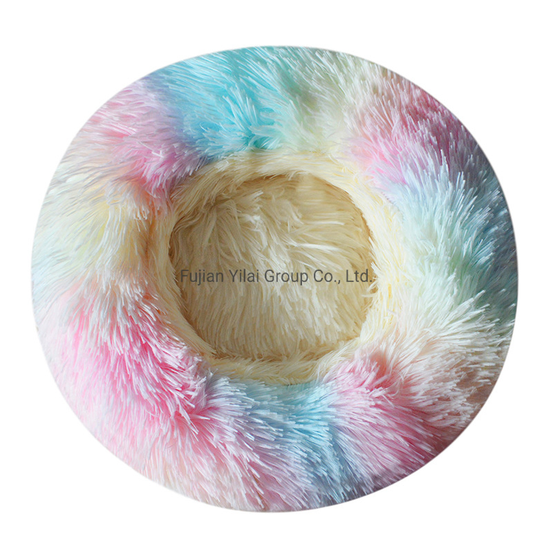 Luxury Exclusive Design Waterproof Removeable Plush Comfortable Donut Cuddler Heated Pet Dog Bed Calming Pet Bed with Cushions