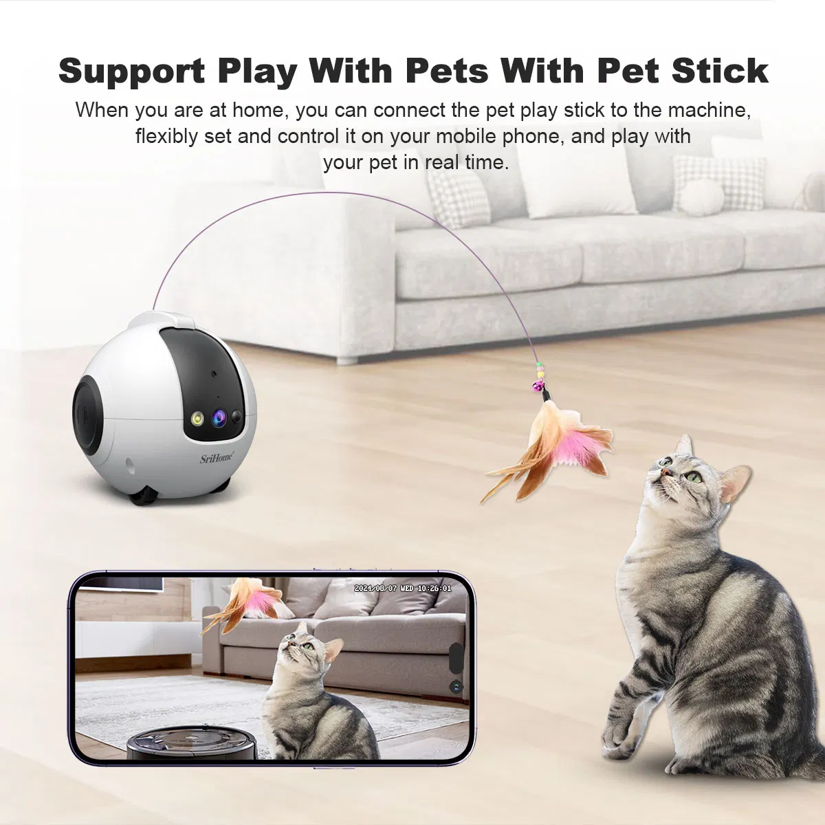 Smart Pet Monitoring Device with APP Control, Motion Alerts, and 6 Ai Interaction Modes