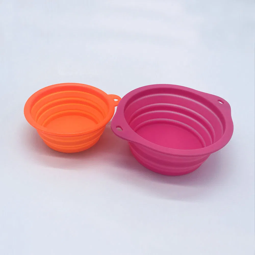 Colored Portable Silicone Folds Pet Food Cat Feeding Bowl