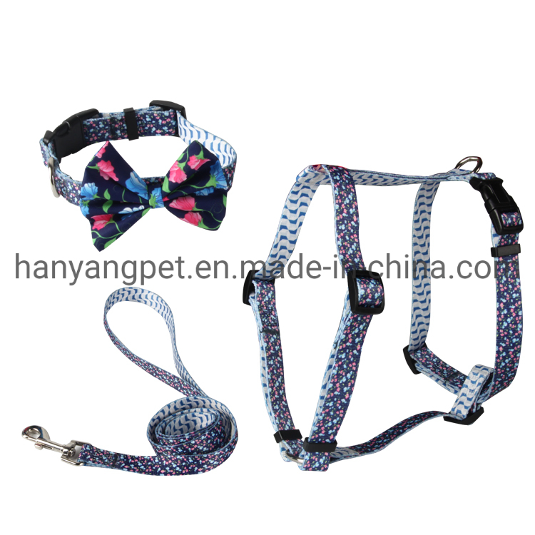 Hanyang Custom Reversible Dog Harness Walking Halter Set Pet Collar Leash