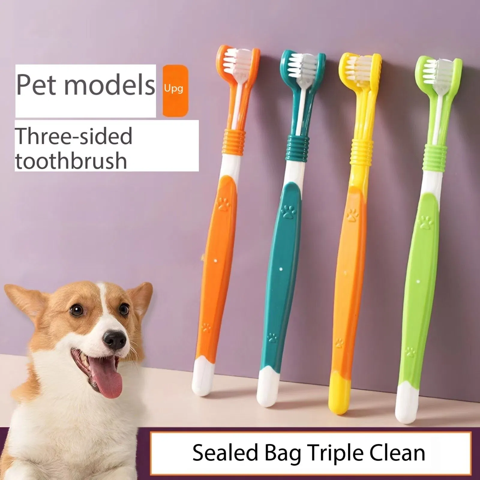 3-Sided Pet Toothbrush, Dog Toothbrush Removing Bad Breath, Cleaning Mouth Pet Dental Care Cat Cleaning Mouth