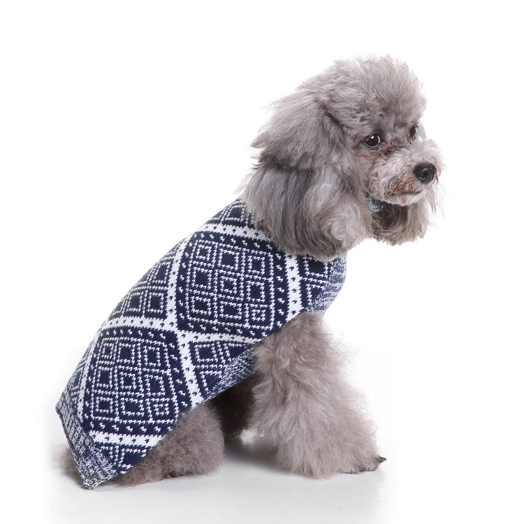 Dog Sweater Dog Clothes Pullover Knitted Pet Apparel Grid Pattern