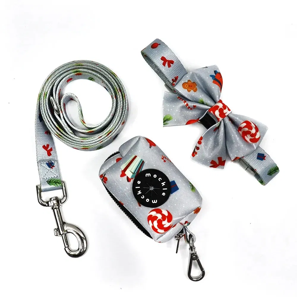 Wholesale Custom Logo and Pattern Dog Harness Luxury Adjustable No Pull Pet Dog Leash and Collar Poop Bag Holder Pet Supplies