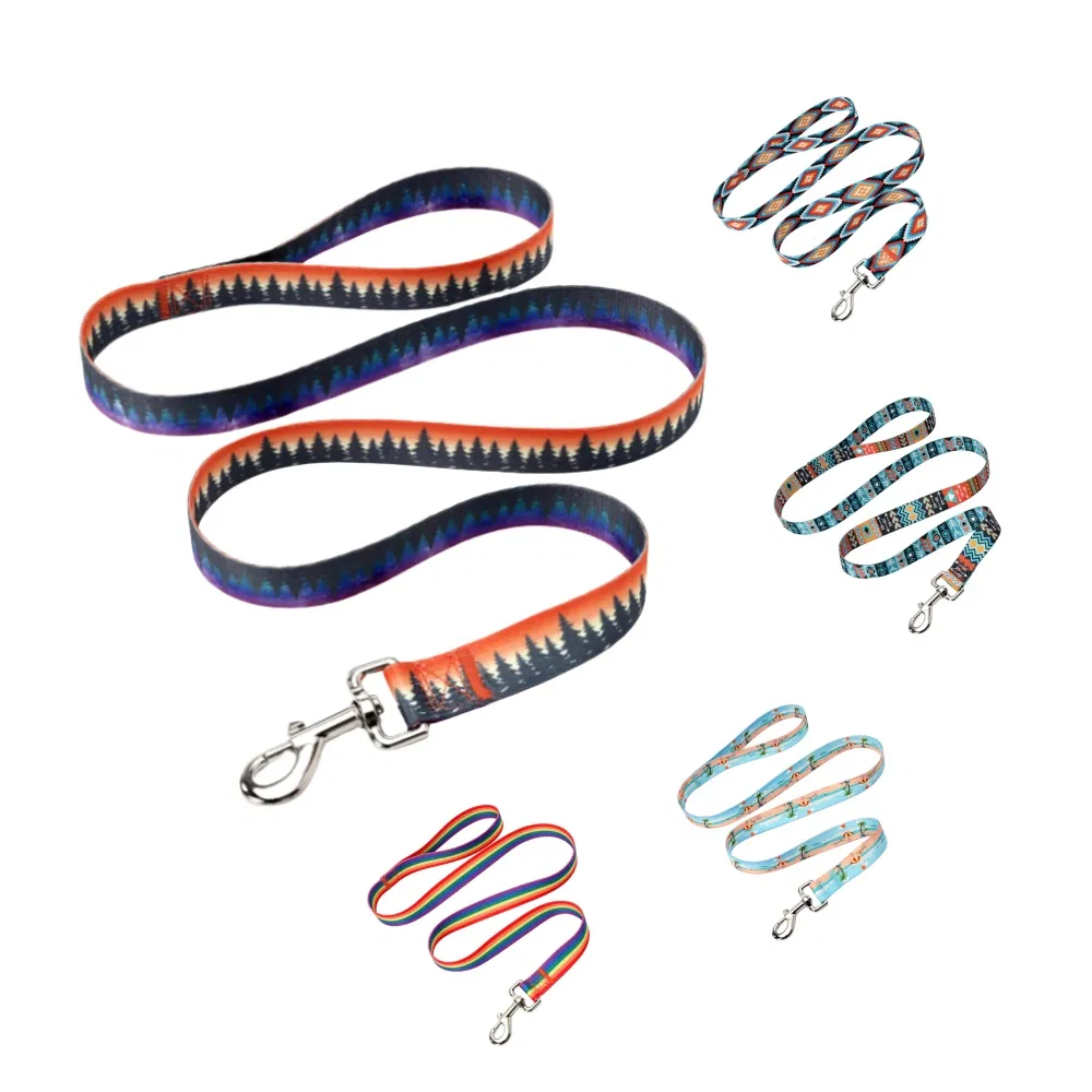 Wholesale Dog Leash with Pattern Printing Zinc Alloy Hook Pet Supplies Manufacturer Custom Collar Style for Pet Leash