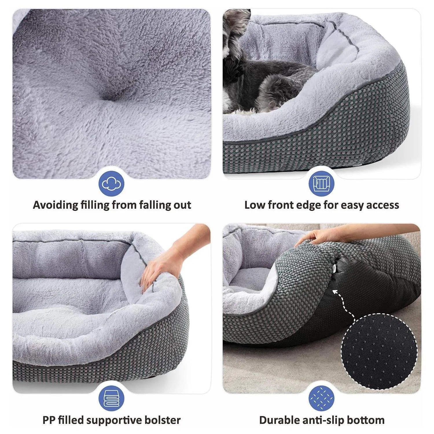 Foldable Plush Cat Ear Design Enclosed Heated Calming Pet Bed
