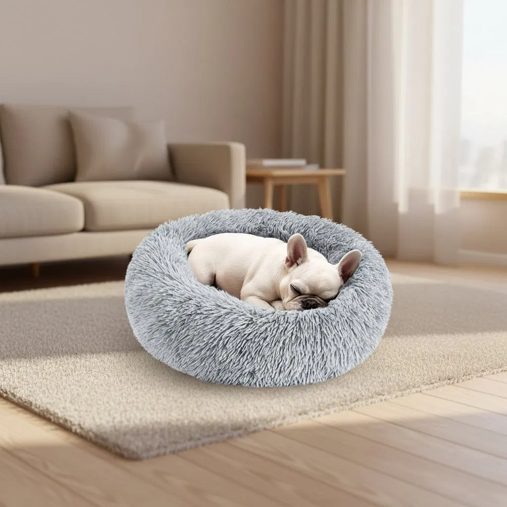 Fluffy Calming Donut Pet Bed for Dogs &amp; Cats, Washable Wholesale