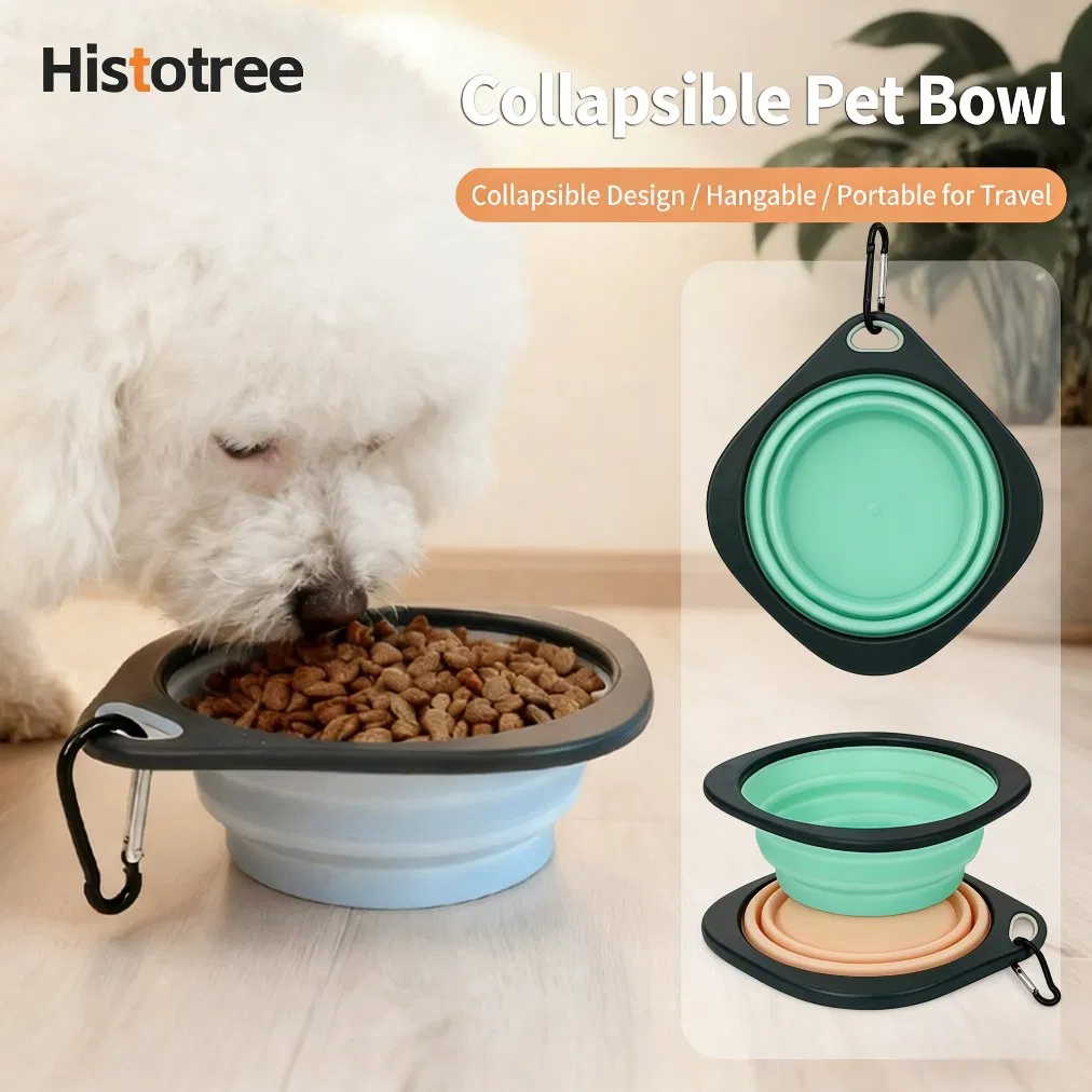 Collapsible Silicone Pet Bowl with Carabiner Portable Travel Pet Feeding Water Bowl for Dogs Cats Outdoor Use
