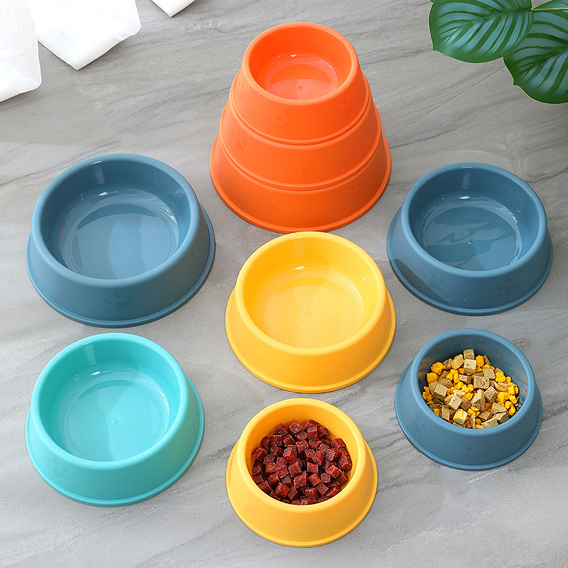 Dog Footprint Non-Slip Plastic Single Bowl Pet Dog Food Bowl Wholesale Pet Supplies