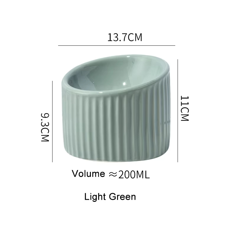 Beveled Pet Polished Smooth Ceramic Raised Cat Dog Feeding Bowl