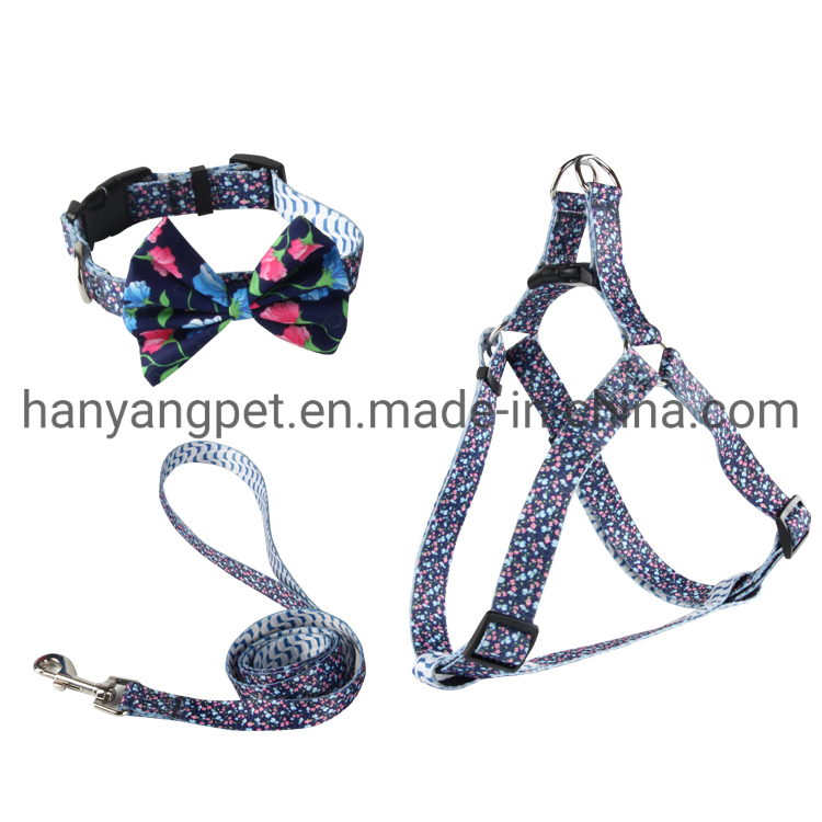 Hanyang Custom Reversible Dog Harness Walking Halter Set Pet Collar Leash