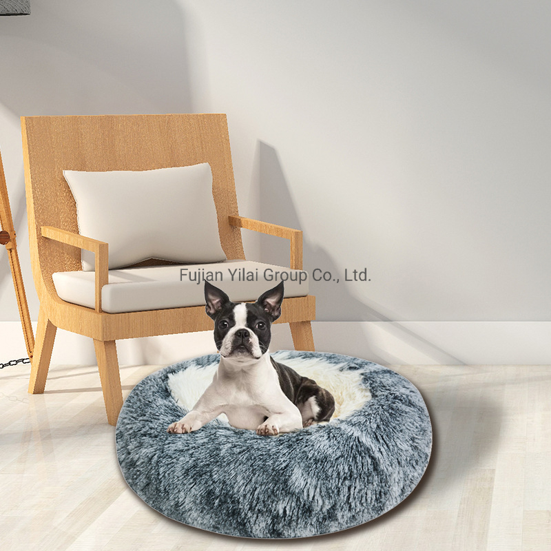 Luxury Exclusive Design Waterproof Removeable Plush Comfortable Donut Cuddler Heated Pet Dog Bed Calming Pet Bed with Cushions