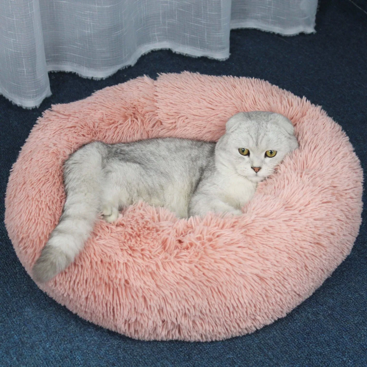 Anti Anxiety Comfy Calming Pet Bed Luxury Cozy Large Fluffy Dog Bed Washable Custom Round Wholesale Dog Bed