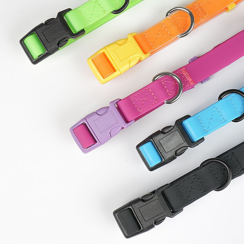 High Quality Large Odor Free Proof Adjustable Rubber Silicone Coated Webbing TPU Pet Dog Collar and Leash