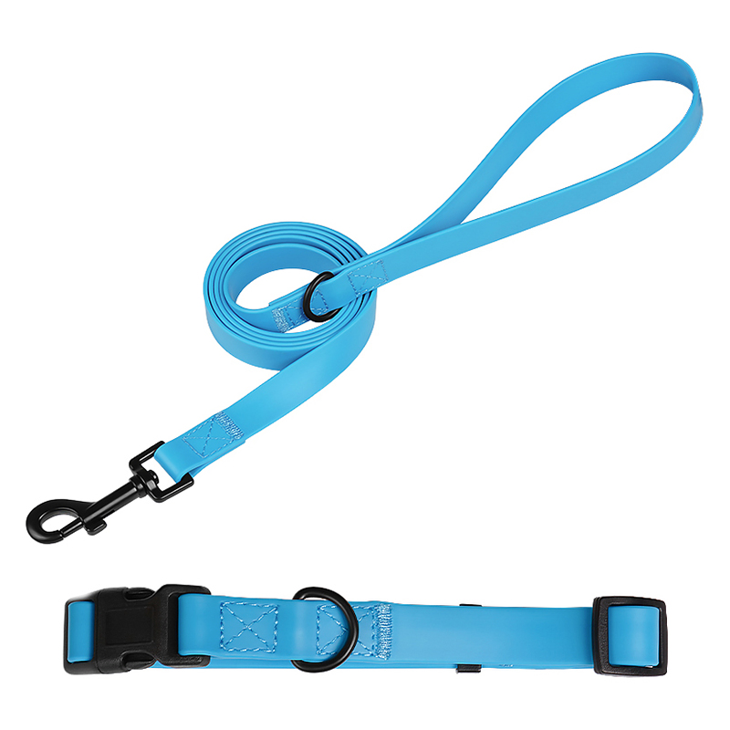 High Quality Large Odor Free Proof Adjustable Rubber Silicone Coated Webbing TPU Pet Dog Collar and Leash