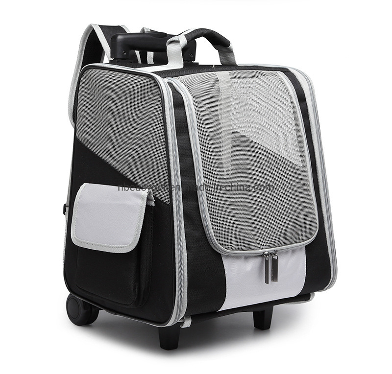 Pet Rolling Carrier with Backpack Strap Small Dogs and Cats Fully Ventilated Mesh Airline Approved Designed for Travel, Hiking, Walking &amp; Outdoor Use Esg12505