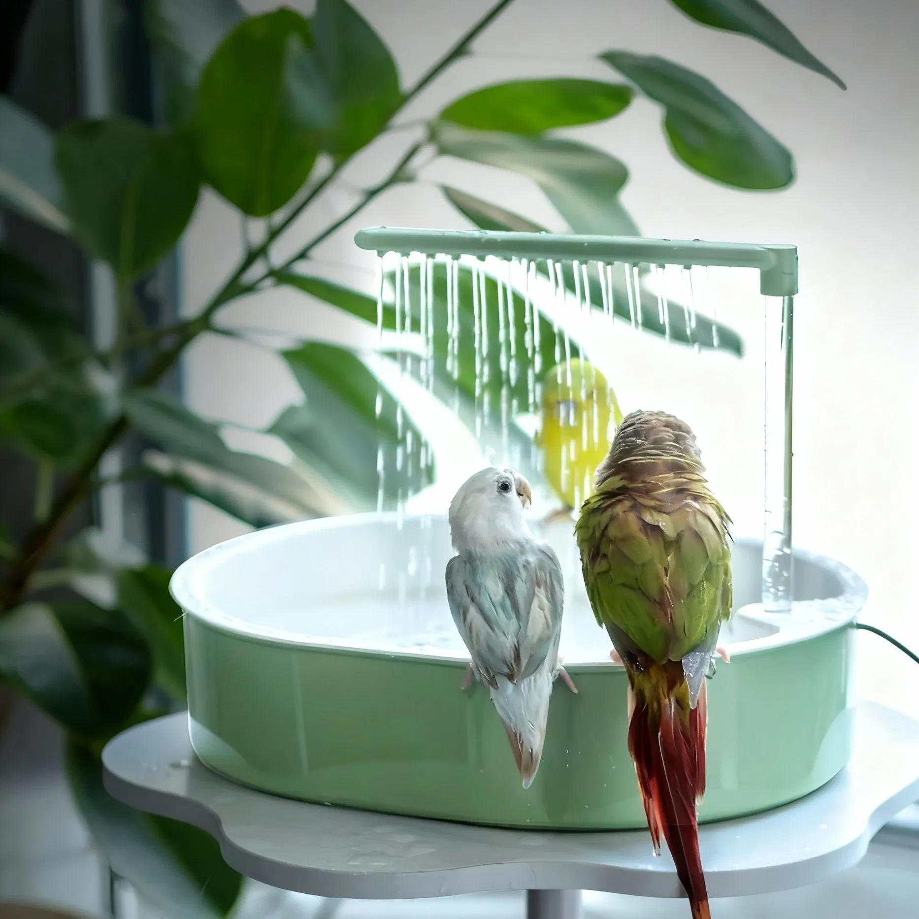 Automatic Water Circulation Parrot Shower Bath Large Self-Cleaning Bird Bathing Pool with Pump System Pet Bird Grooming Supplies
