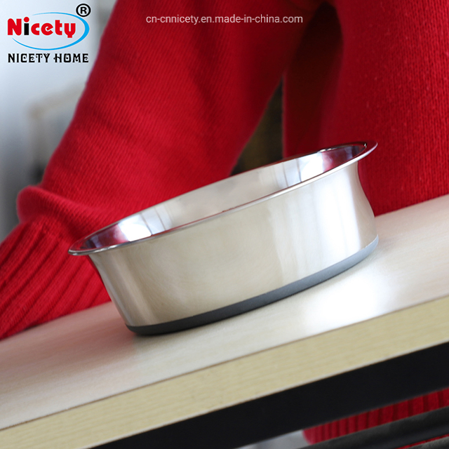 Stainless Steel with Silicone Bottom Non-Slid Reusable Pet Plate Pet Feeding Bowl