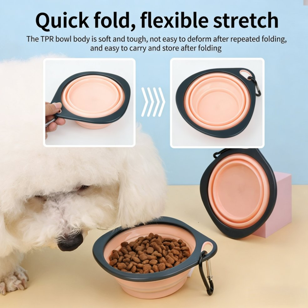 Collapsible Silicone Pet Bowl with Carabiner Portable Travel Pet Feeding Water Bowl for Dogs Cats Outdoor Use