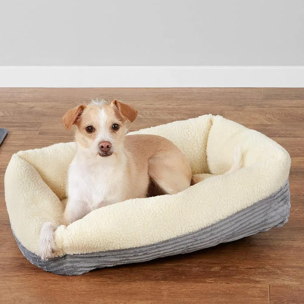 Foldable Plush Cat Ear Design Enclosed Heated Calming Pet Bed