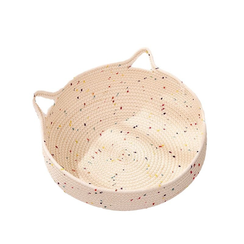 Woven Colorful Cotton Rope Comfortable Pet Bedding House Nest Along with Different Cotton Storage Baskets