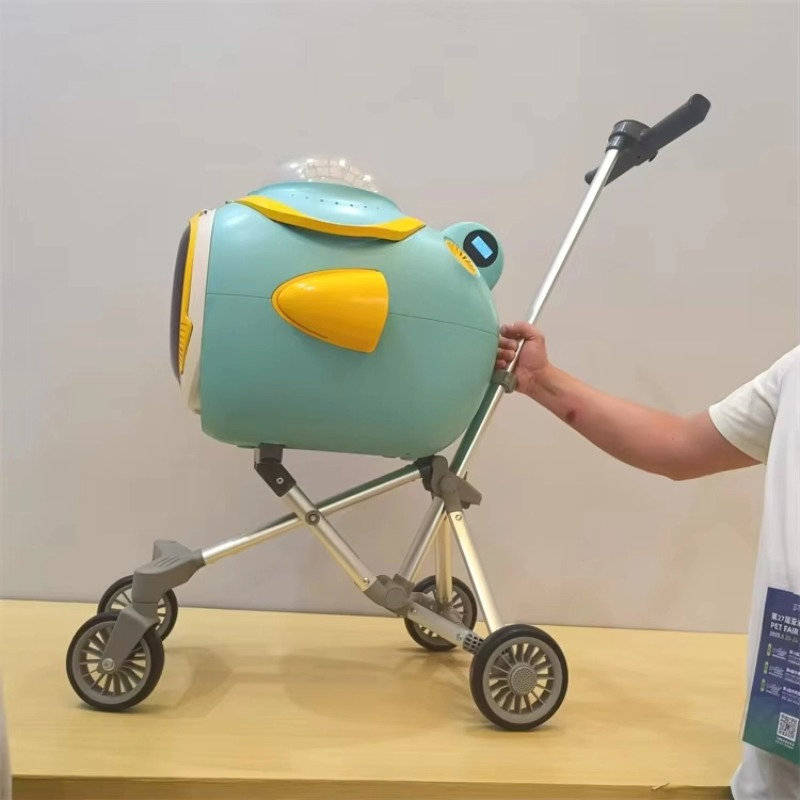 Foldable Pet Stroller for Outdoor Use with Safety Belt &amp; Rechargeable Fan