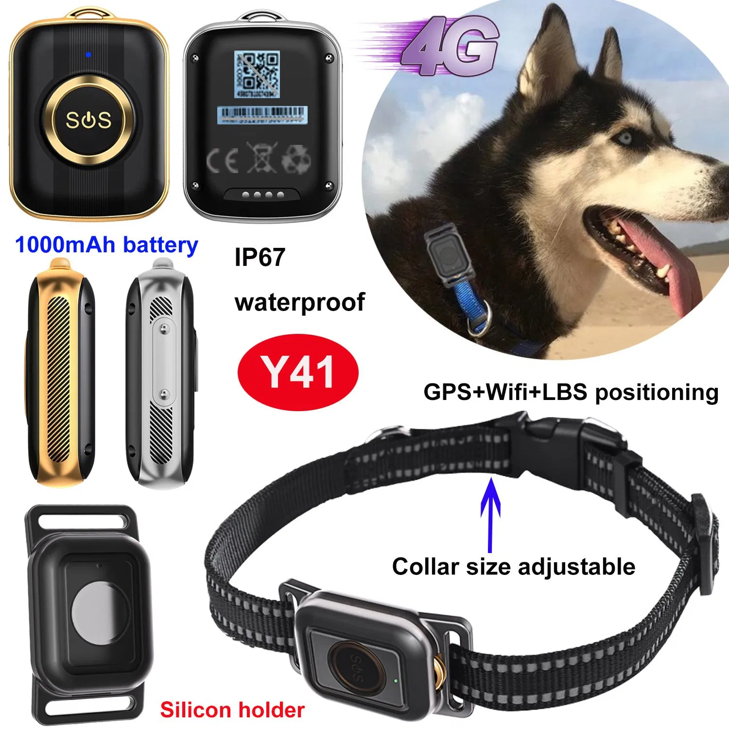 4G Waterproof IP67 Animal mini Pets GPS Tracker with collar for Puppies Safety Y41