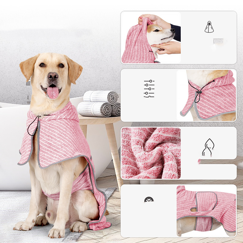 Hot Selling Pet Cleaning Supplies Dog Bathrobe Absorbent Bath Towel