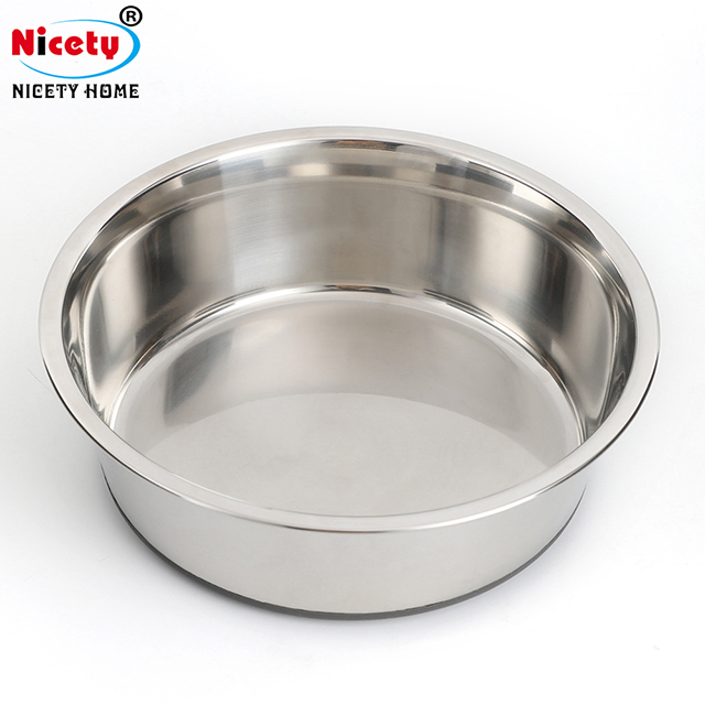 Stainless Steel with Silicone Bottom Non-Slid Reusable Pet Plate Pet Feeding Bowl
