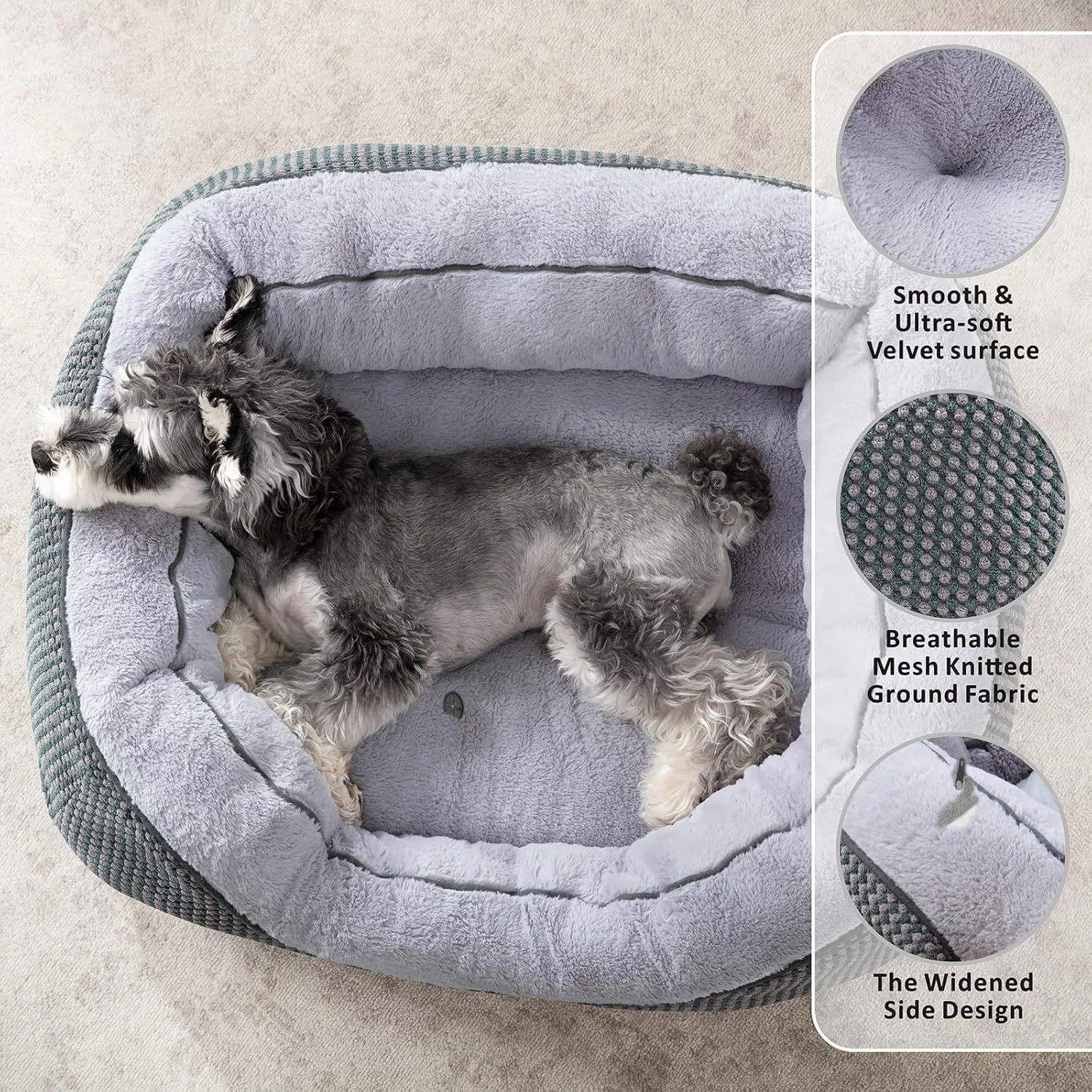 Foldable Plush Cat Ear Design Enclosed Heated Calming Pet Bed