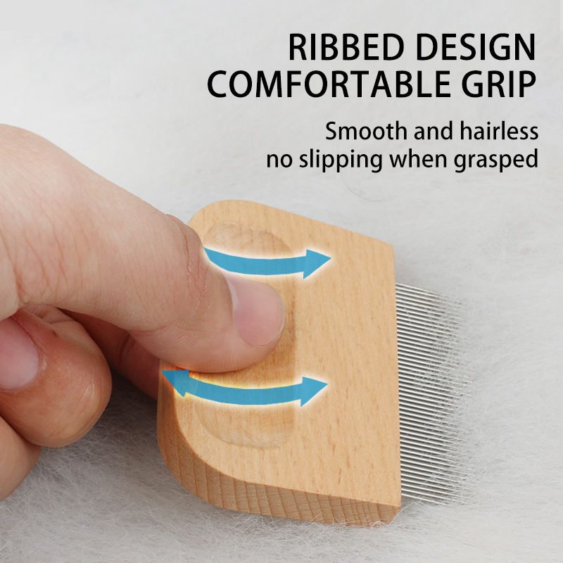 Small Wooden Handle Pet Flea Removal Tool for Grooming and Cleaning