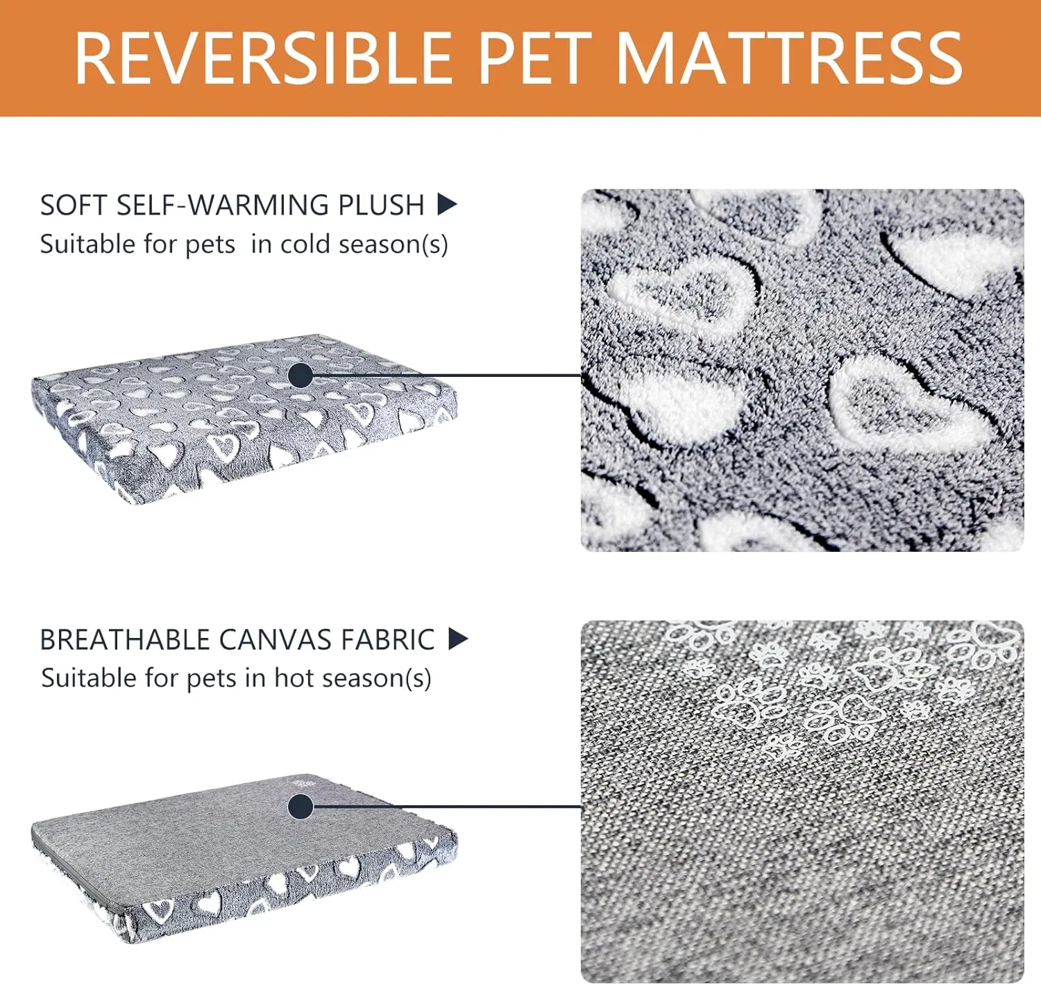 Pet Bed Mattress for Dogs with Waterproof Linings&Removable Machine Washable Cover